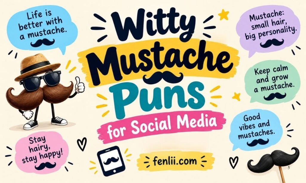 Witty Mustache Puns for Social Media